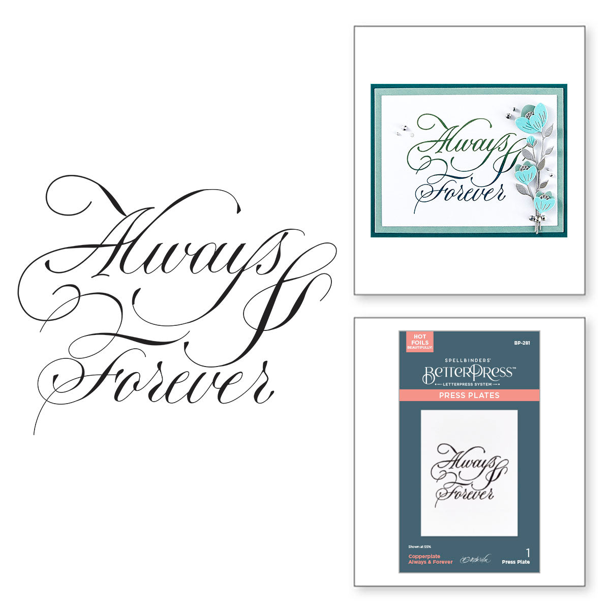 Spellbinders Copperplate Always And Forever BetterPress Plate bp-281