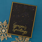 Spellbinders Winter Peace Press and Foil Plate and Die Set bp-378 black snowflakes gold trim boarder season's greetings card