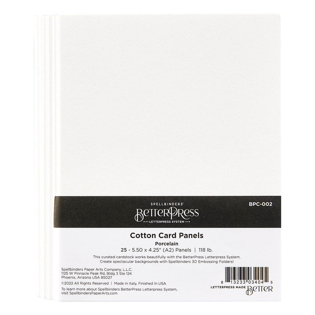 BPC-002 Spellbinders BetterPress Cotton Card Panels A2 Porcelain 25 Pack