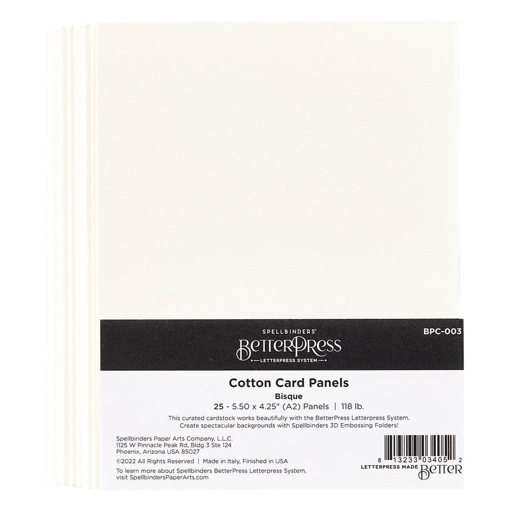 BPC-003 Spellbinders BetterPress Cotton Card Panels A2 Bisque 25 Pack Bisque