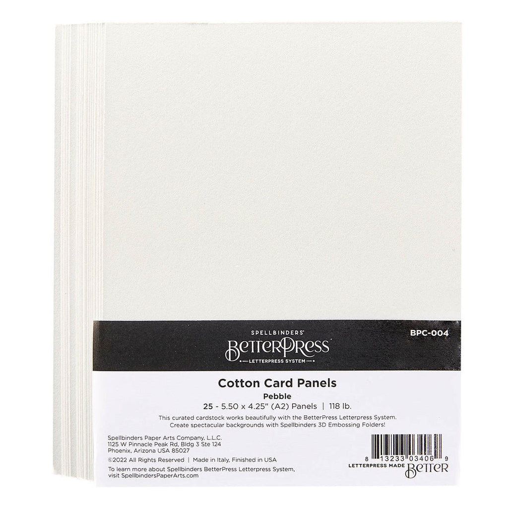 BPC-004 Spellbinders BetterPress Cotton Card Panels A2 Pebble 25 Pack Pebble