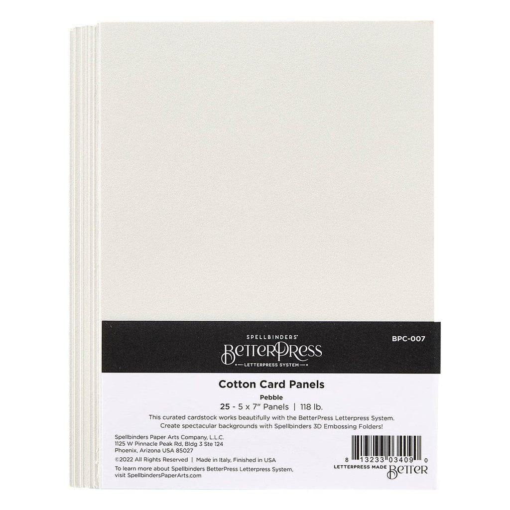 BPC-007 Spellbinders BetterPress Cotton Card Panels A7 Pebble 25 Pack Pebble
