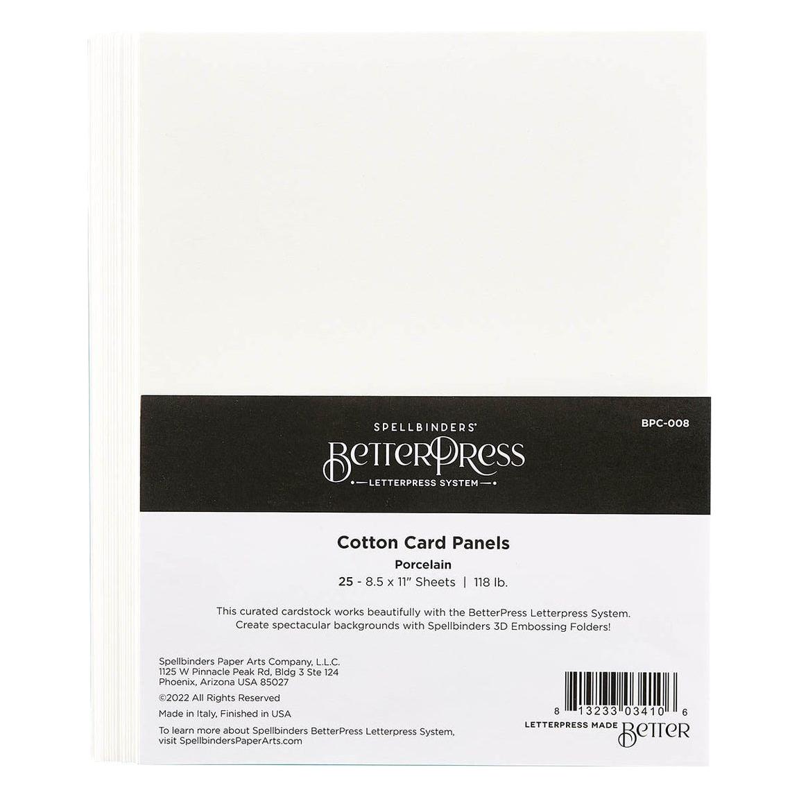 BPC-008 Spellbinders Better Press Cotton 8.5 x 11 inch Sheets Porcelain 25 Pack Porcelain