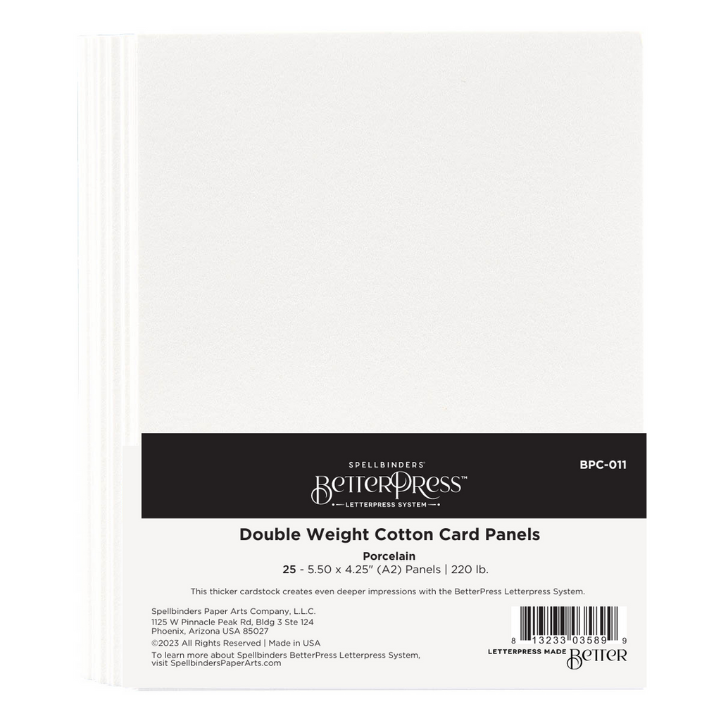 BPC-011 Spellbinders Porcelain Double Weight BetterPress A2 Cotton Card Panels 25 Pack Cotton Card