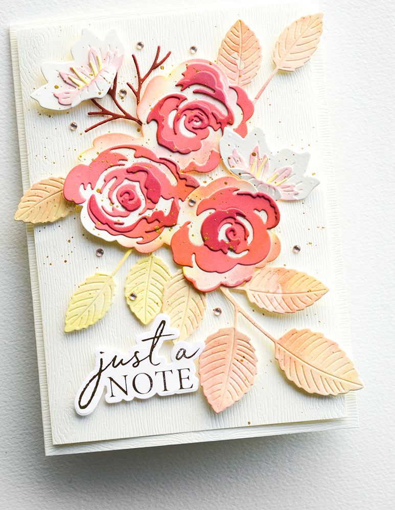 Birch Press Design Just A Note Noted Script Hot Foil Plate and Die Set bpf514 floral