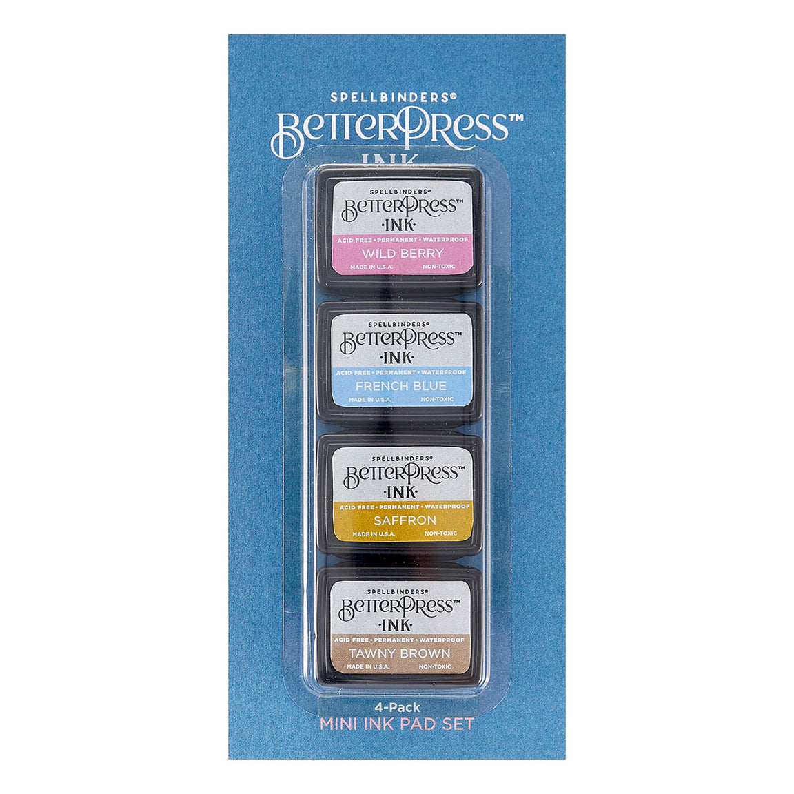 BPI-002 Spellbinders BetterPress Ink Nature Tones Mini 4 Ink Pad Set