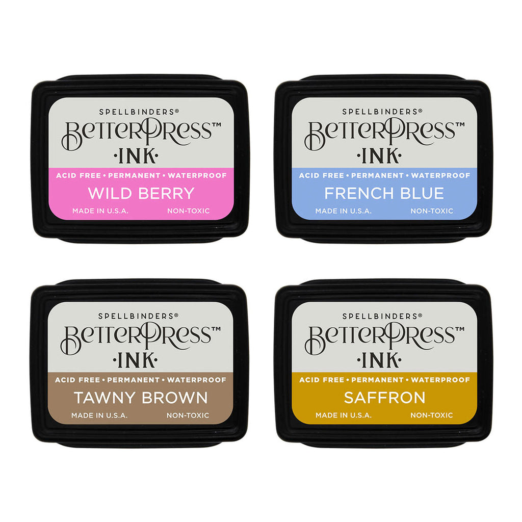 BPI-002 Spellbinders BetterPress Ink Nature Tones Mini 4 Ink Pad Set Nature