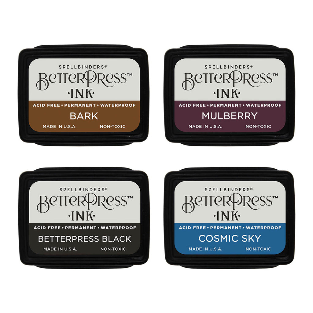 BPI-003 Spellbinders BetterPress Ink Regal Tones Mini 4 Ink Pad Set Regal