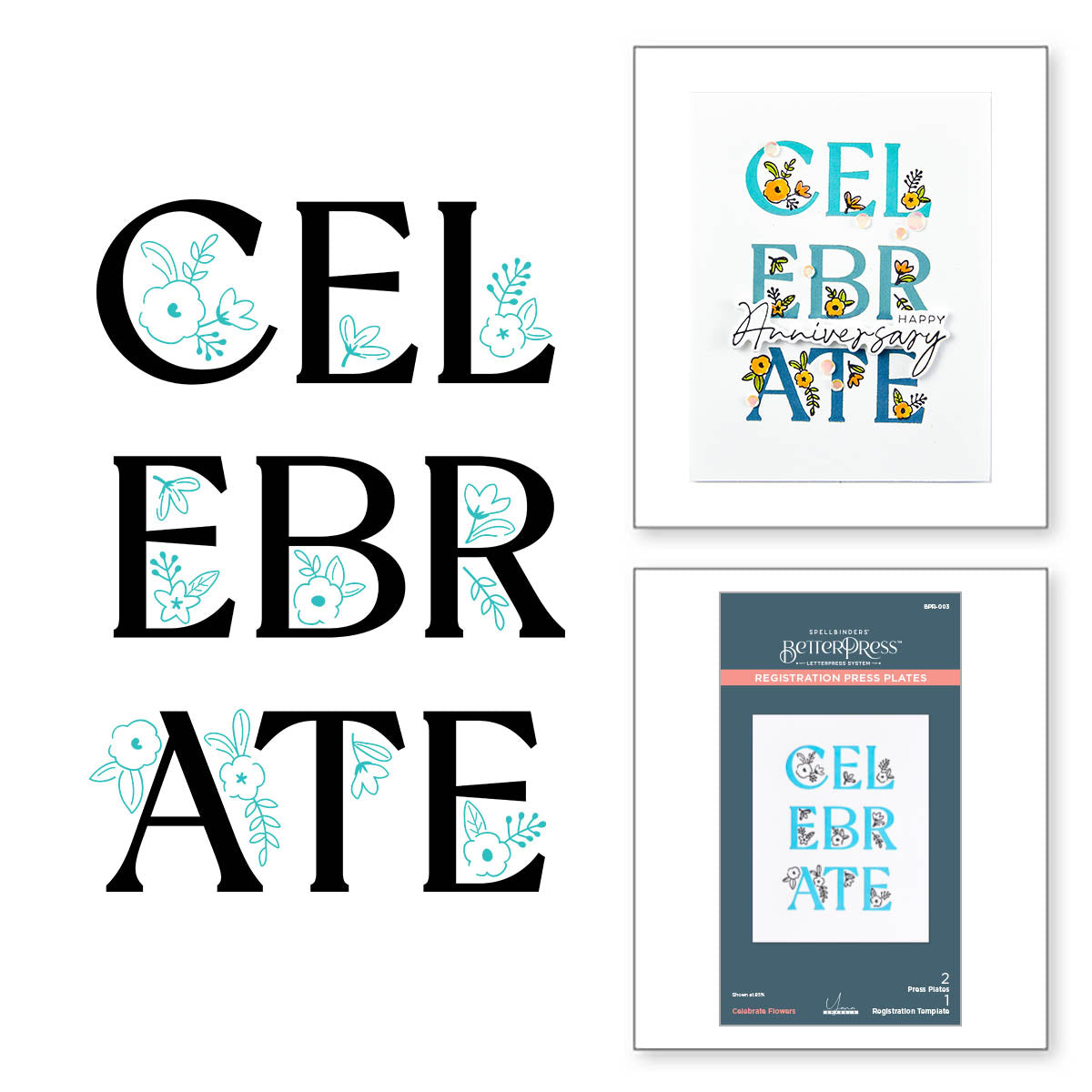 bpr-003 Spellbinders Celebrate Flowers Registration Press Plate product image