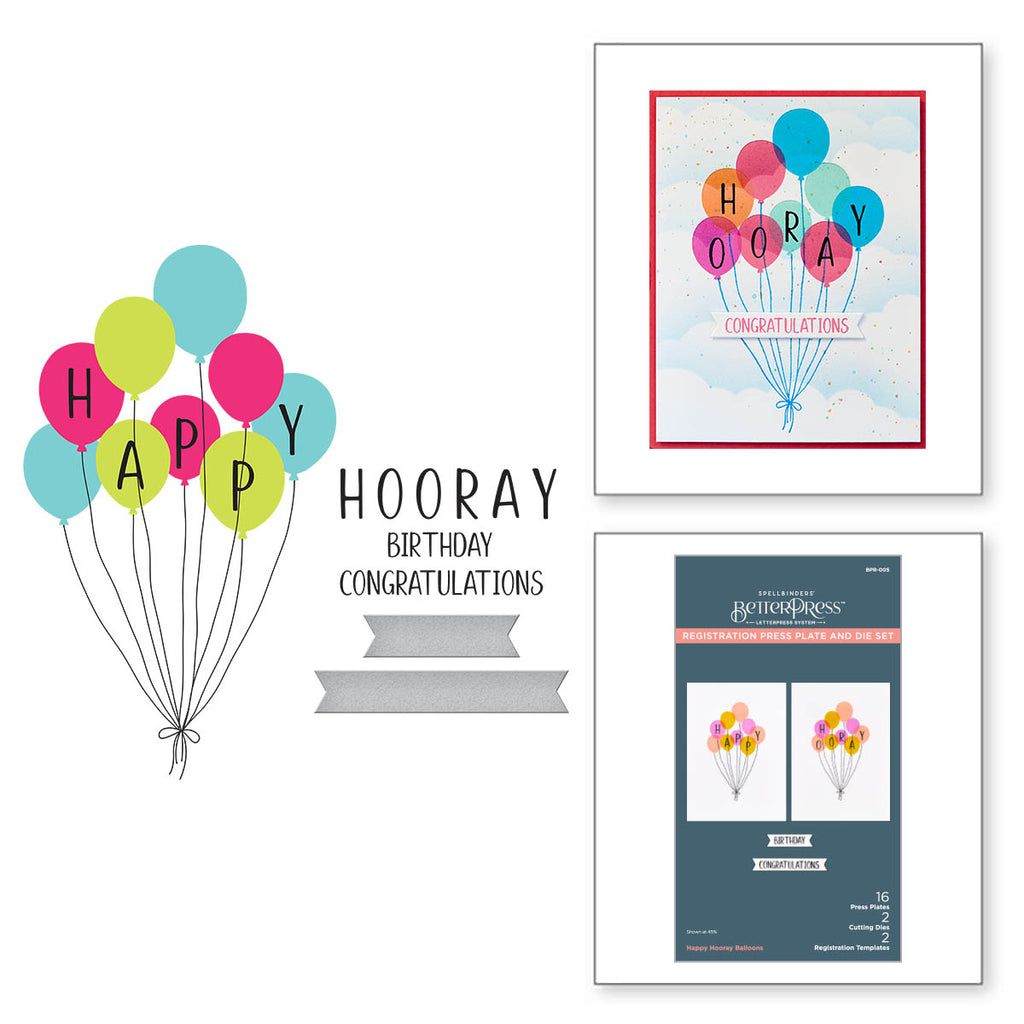Spellbinders Happy Hooray Balloons Registration Press Plate and Die Set bpr-005 product image
