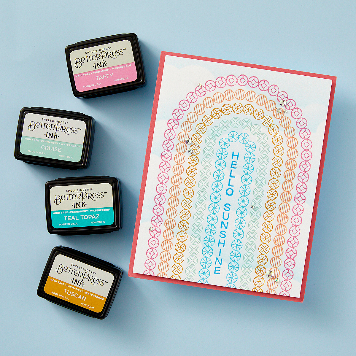 Spellbinders Arched Messages Registration Press Plate and Die Set bpr-006 hello sunshine
