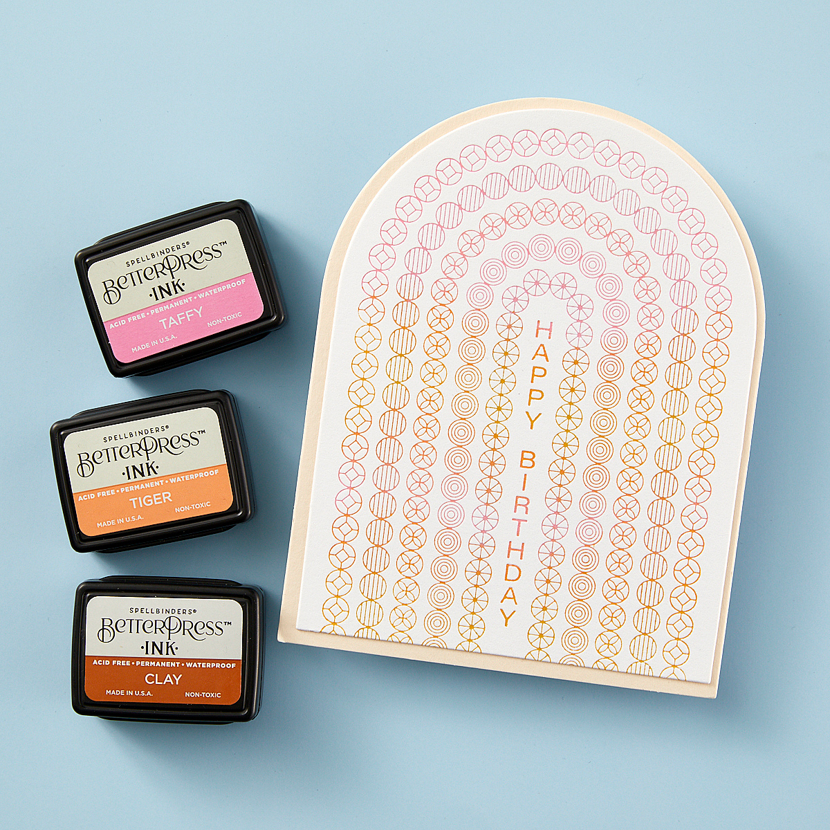 Spellbinders Arched Messages Registration Press Plate and Die Set bpr-006 happy birthday