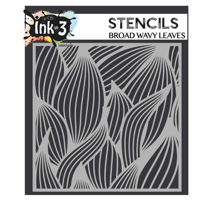 Inkon3 Broad Wavy Leaves 6x6 Stencil