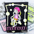 Whimsy Stamps Woolly Bear Kids Imagination Clear Stamps BS1059 Space