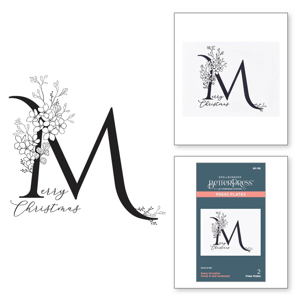 bp-136 Spellbinders Floral M and Sentiment Press Plates product image