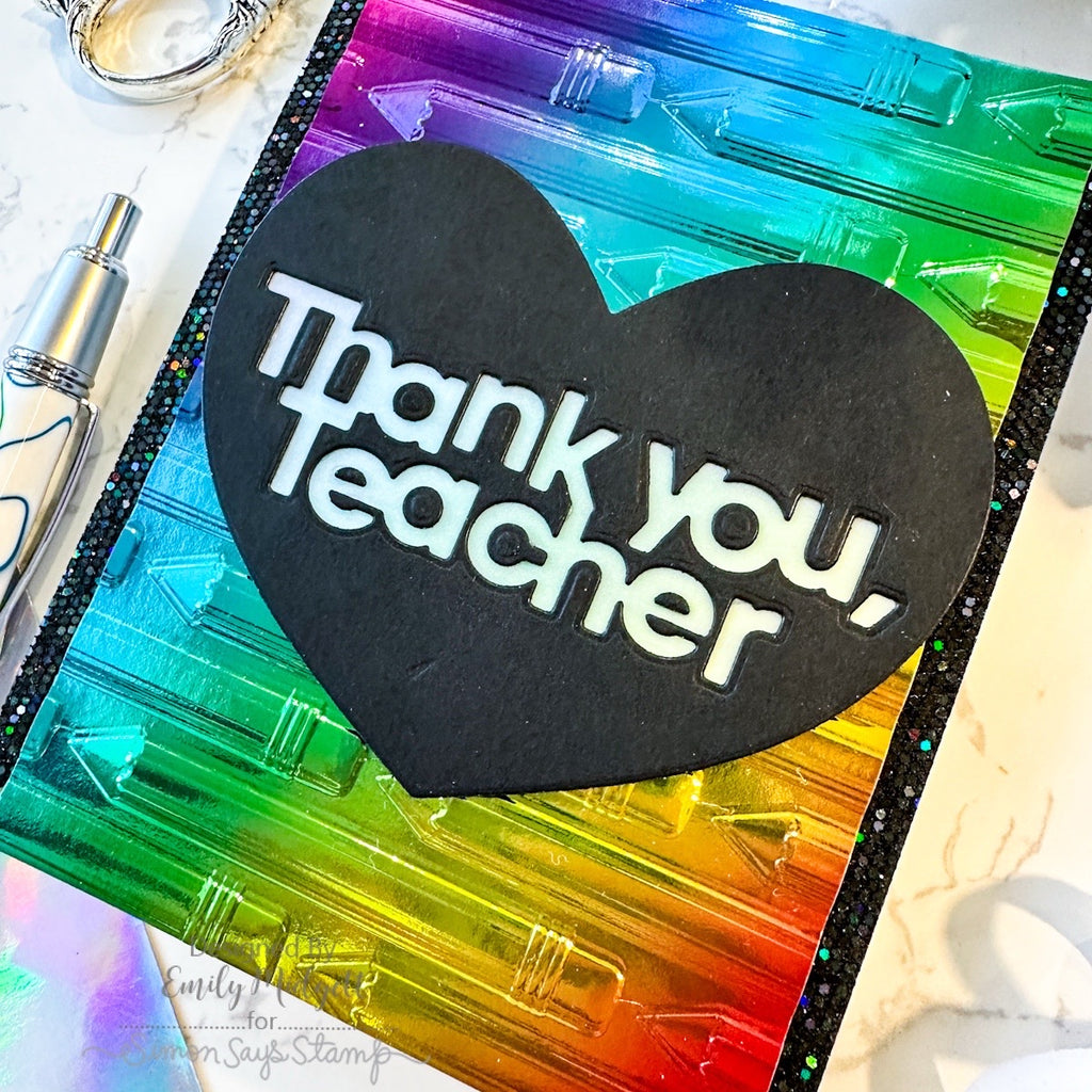 Simon Says Stamp Pencil Embossing Folder and Cutting Die Back to School sfd515 Moments in Time Teacher Card | color-code:ALT08
