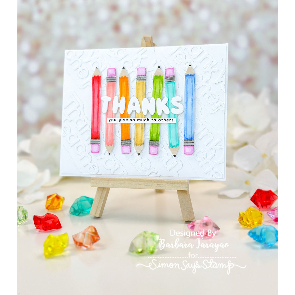 Simon Says Stamp Pencil Embossing Folder and Cutting Die Back to School sfd515 Moments in Time Thanks Card | color-code:ALT06