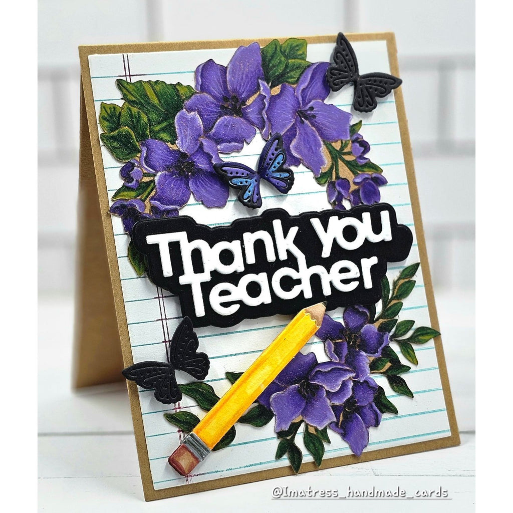Simon Says Stamp Pencil Embossing Folder and Cutting Die Back to School sfd515 Moments in Time Teacher Card