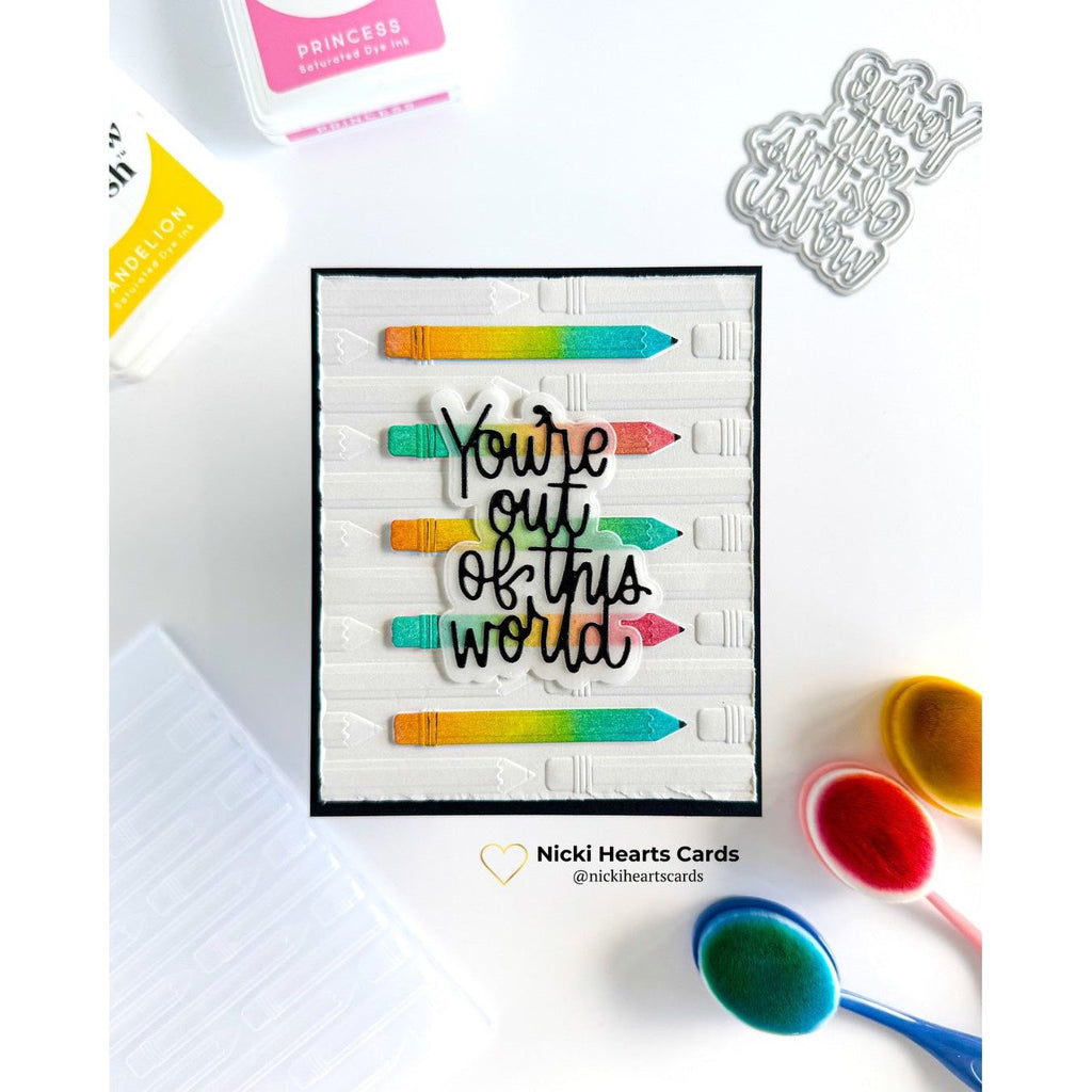 Simon Says Stamp Pencil Embossing Folder and Cutting Die Back to School sfd515 Moments in Time Out of this World Card | color-code:ALT03