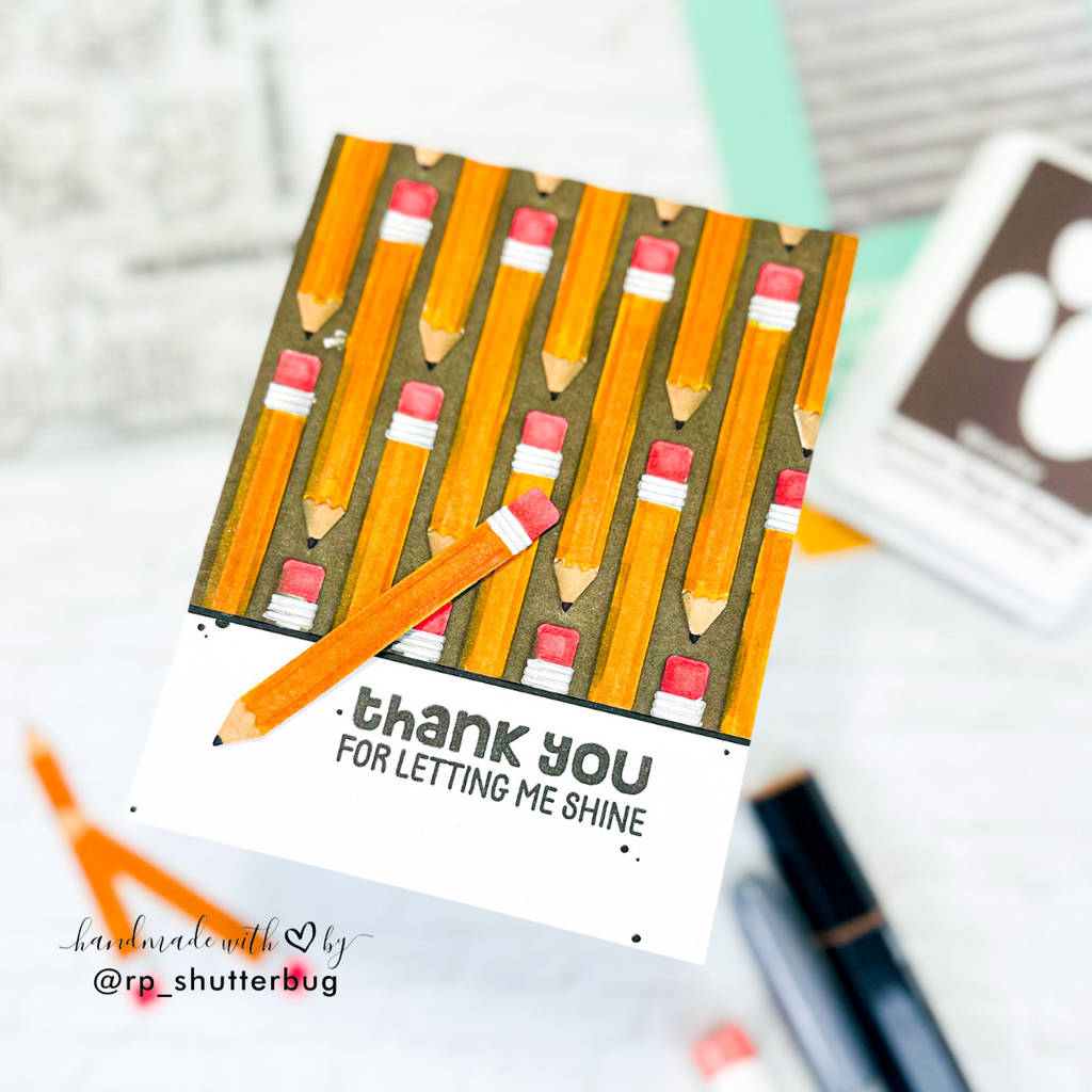 Simon Says Stamp Pencil Embossing Folder and Cutting Die Back to School sfd515 Moments in Time Teacher Card