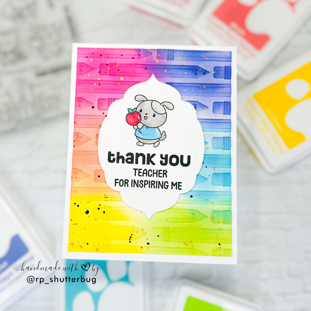 Simon Says Stamp Pencil Embossing Folder and Cutting Die Back to School sfd515 Moments in Time Teacher Card