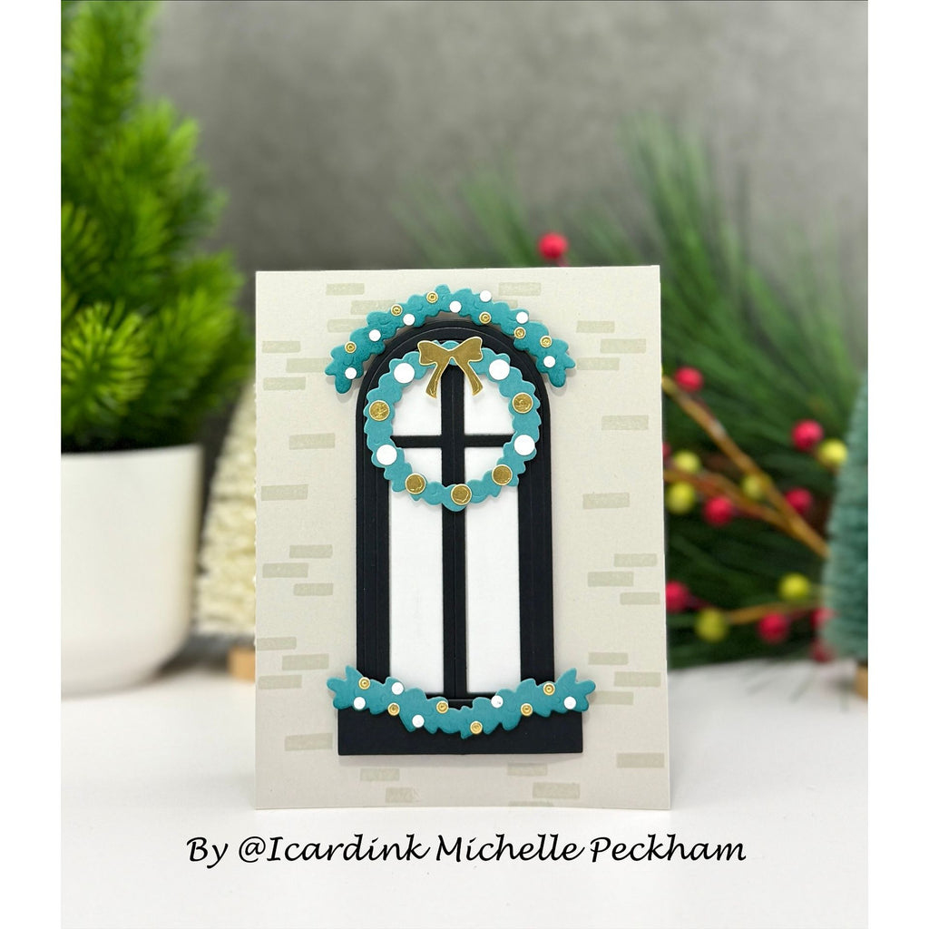 Simon Says Stamp Balcony Windows Wafer Dies 1477sd And Everything Nice Christmas Card