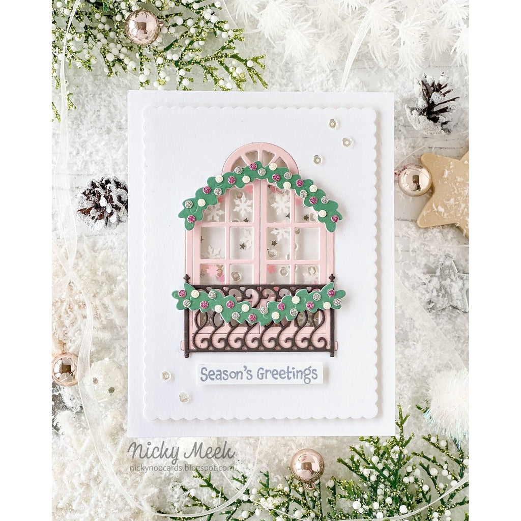 Simon Says Stamp Holiday Windows Dies Bundle set1102hw And Everything Nice Christmas Card