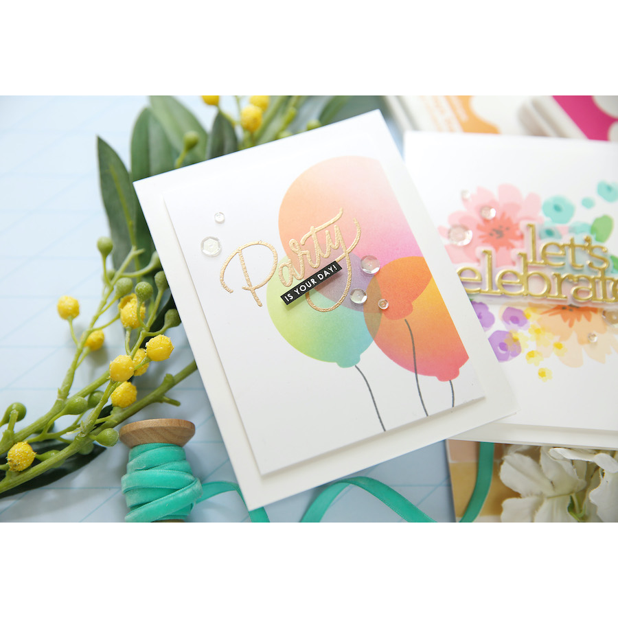 Simon Says Stamp! CZ Design Clear Stamps BALLOON GREETINGS cz273c Birthday Card | color-code:ALT03