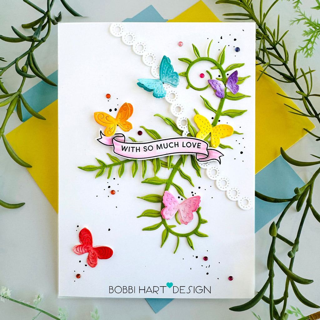 Simon Says Stamps Dies and Stencil Banner Greetings set999bg Moments in Time Love Card | color-code:ALT02