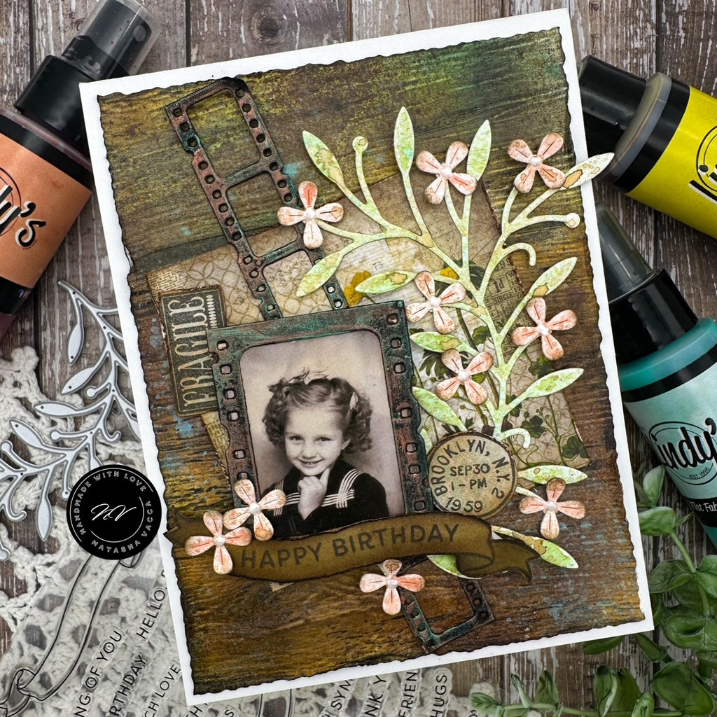 Simon Says Stamps Dies and Stencil Banner Greetings set999bg Moments in Time Birthday Card