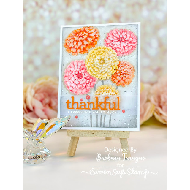 Simon Says Stamp Embossing Folder and Cutting Dies Zippy Zinnias sfd401 Sunny Vibes Thankful Card | color-code:ALT05