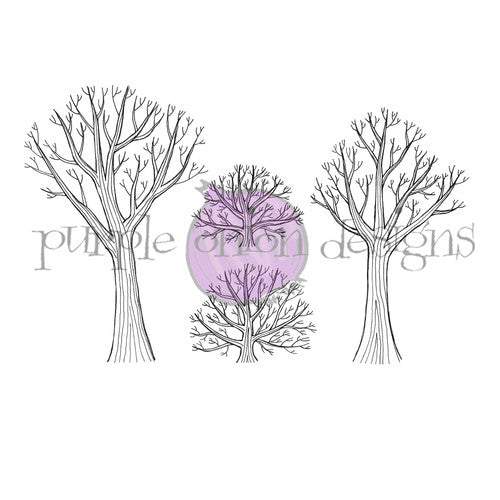 Purple Onion Designs Bare Trees And Bushes Cling Stamp pod1372