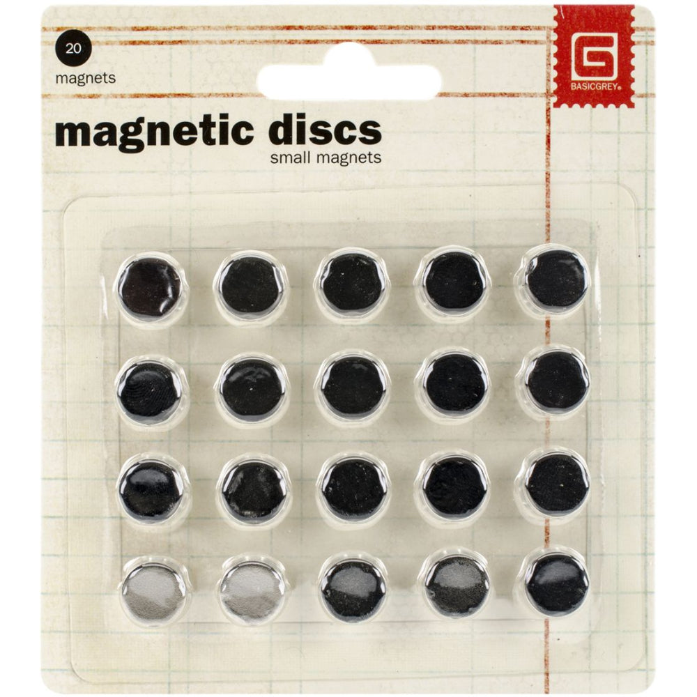 BasicGrey Small Magnetic Discs Self Adhesive MET-359 in package