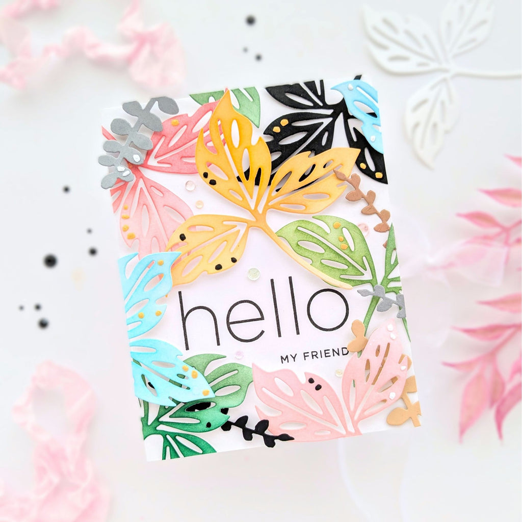 Simon Says Stamp Basil Leaves Wafer Dies 1315md Friend Like You Hello Card