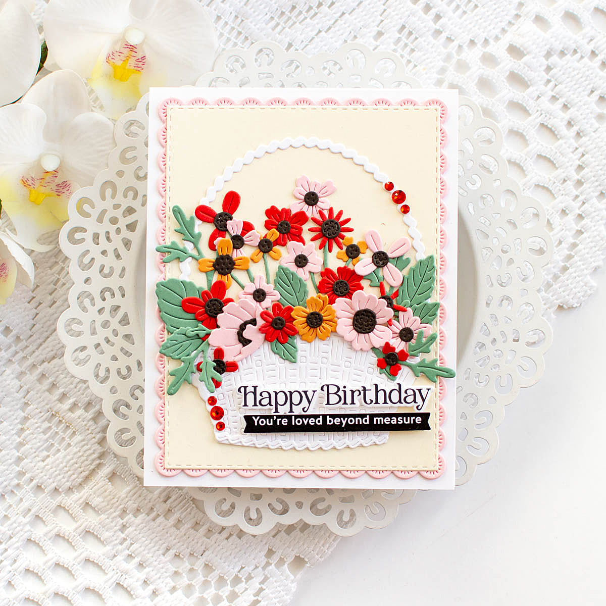 Simon Says Stamp Basket of Blooms Wafer Dies 1584sdc Beautiful Moments Birthday Card