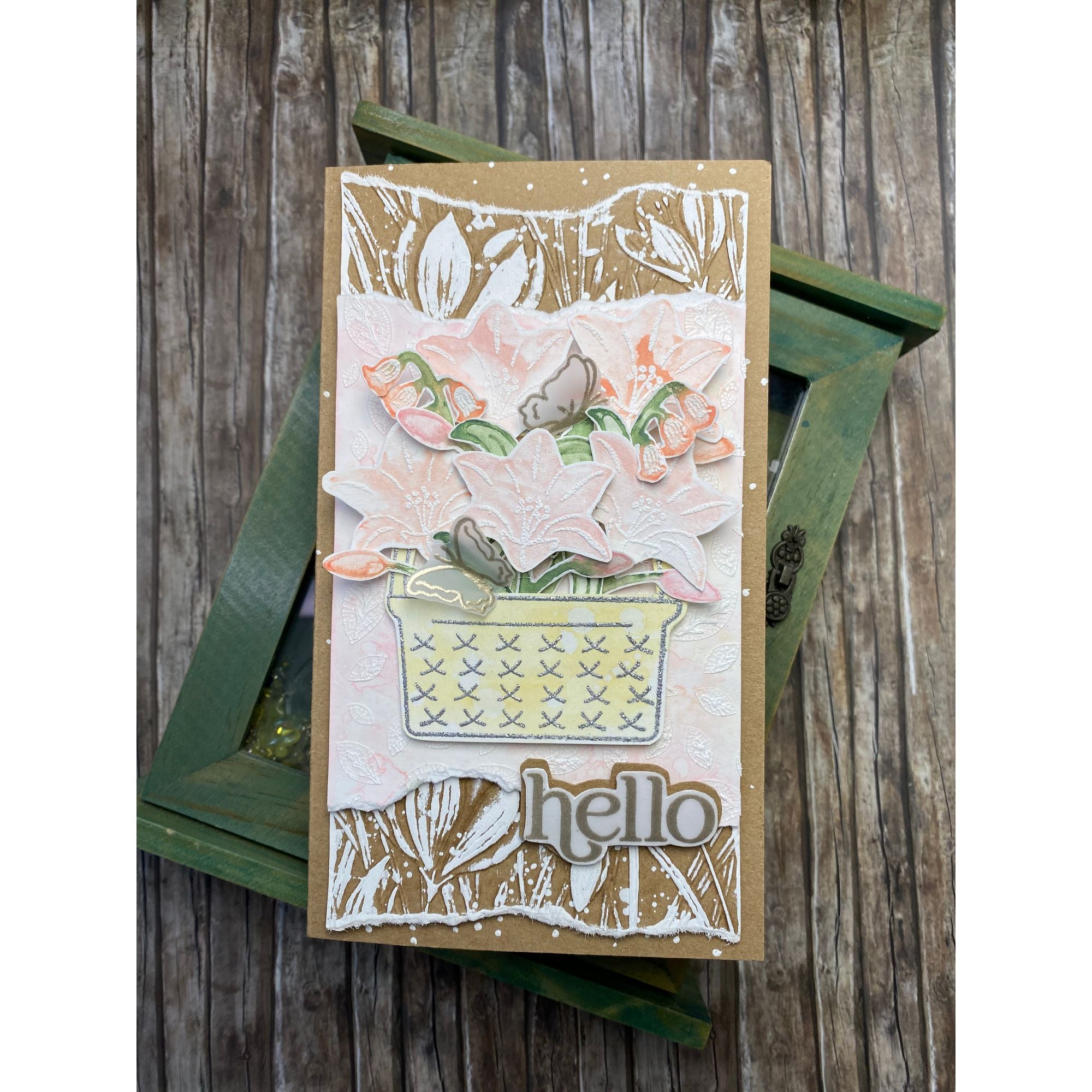 Simon Says Clear Stamps Basket of Blooms 2380ssc Beautiful Moments Hello Card