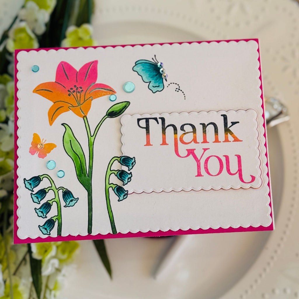 Simon Says Clear Stamps Basket of Blooms 2380ssc Beautiful Moments Thank You Card