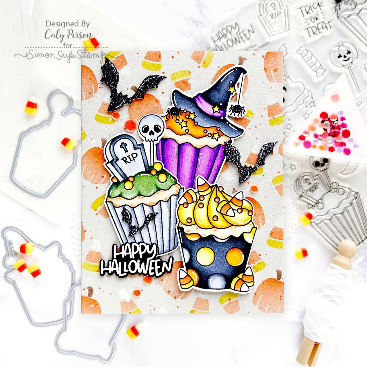 Simon Says Stamp Bat Trio Wafer Dies 1124sd Cheering for You Halloween Card | color-code:ALT07