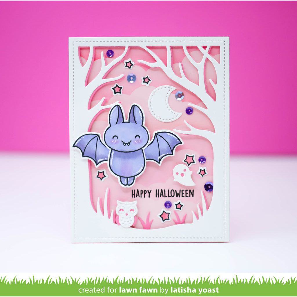 Lawn Fawn Spooky Forest Backdrop Die lf3261 pink halloween