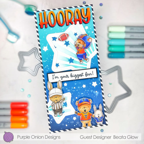 Purple Onion Designs Warren And Sam Unmounted Cling Stamp pod1399 hooray card