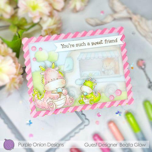 Purple Onion Designs Ice Cream Time Unmounted Cling Stamp pod5029 Beata Glow dragons card