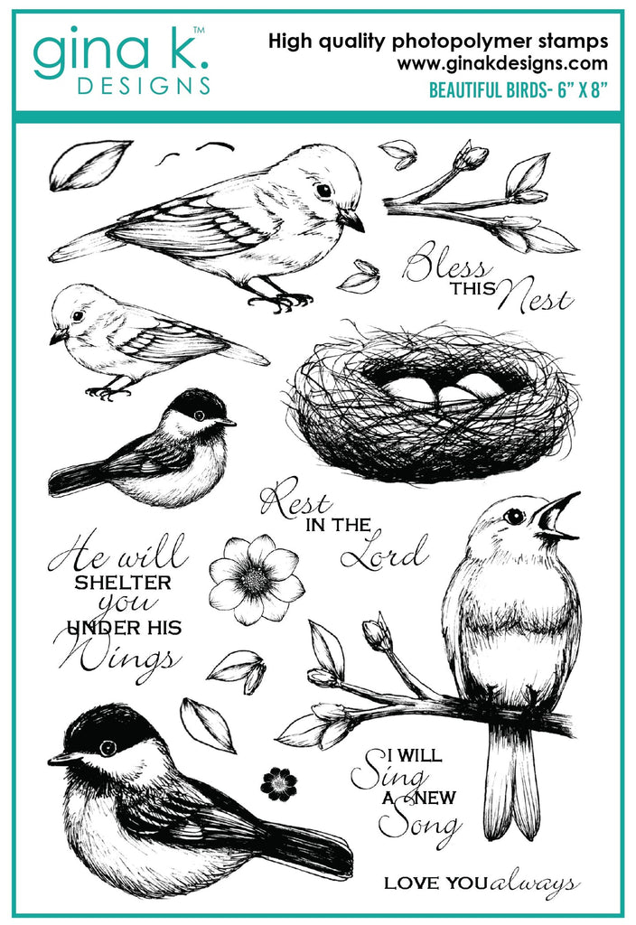 Gina K Designs BEAUTIFUL BIRDS Clear Stamps 7498