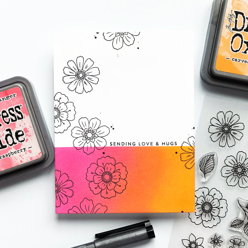 Simon Says Clear Stamps Beautiful Blooms 3036ssc Sunny Vibes Sending Love and Hugs Card