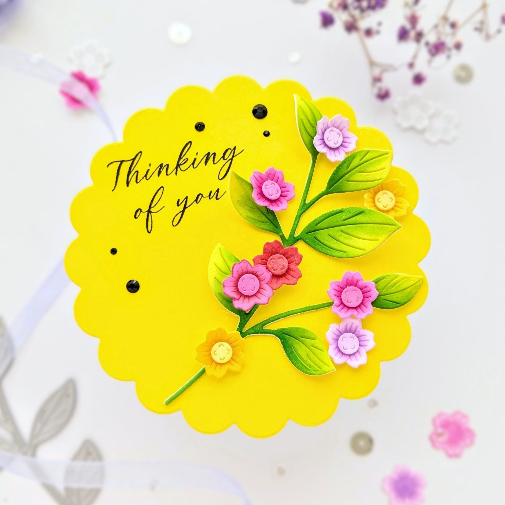 Simon Says Stamp Beautiful Branch Wafer Dies s1020 Happy Camper Thinking of You Card