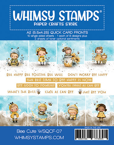 Whimsy Stamps Quick Card Fronts Bee Cute wsqcf-07
