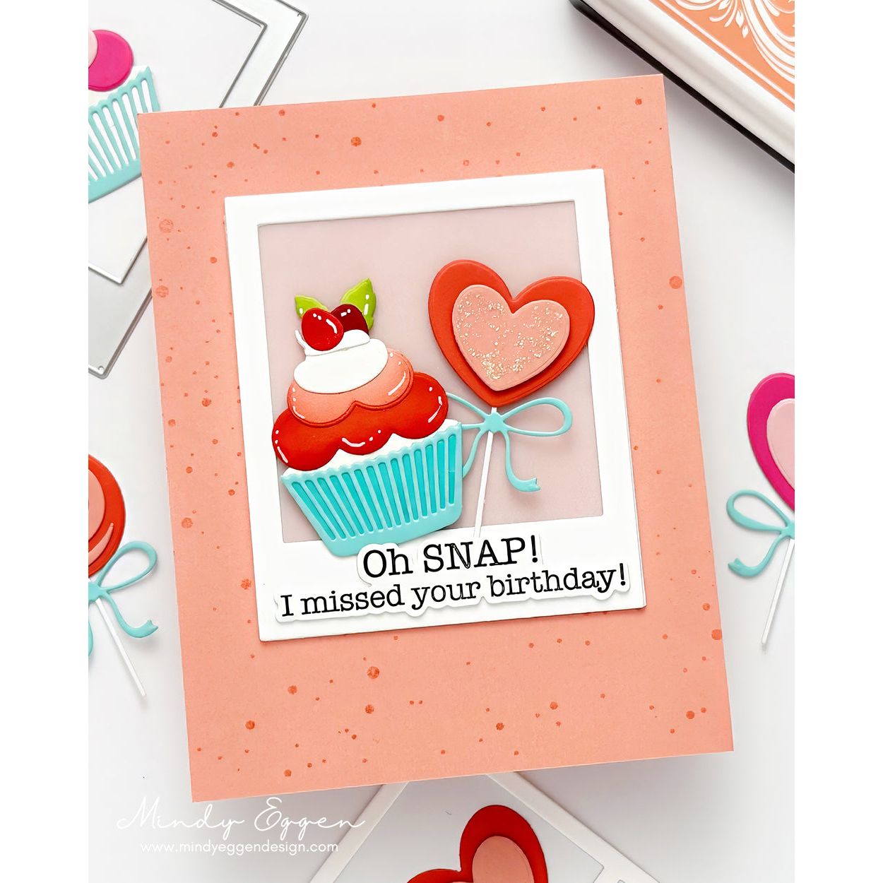 Belated Birthday Card with Cupcake and Heart Lollipop