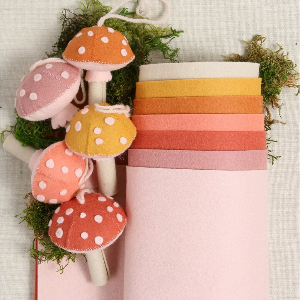 Benzie Design Bellwether Wool Felt Sheets Fairy Ring wp1007wf pastel mushrooms