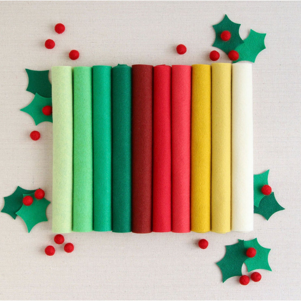 Benzie Design Wool Felt Sheets Christmas Palette bp2024wf red green yellow white