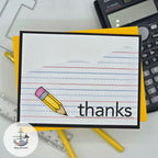 CZ Design Stamps and Dies Best Teacher Ever set1305bt Every Happiness Meg Brooks Pencil Thanks Card