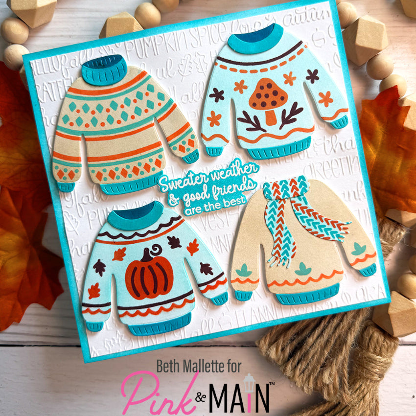 Pink and Main Comfy and Cozy Dies pnm902 cute sweaters card